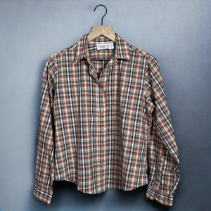 Country Craft Vintage Long Sleeve Purple Plaid Collared Button Down Shirt